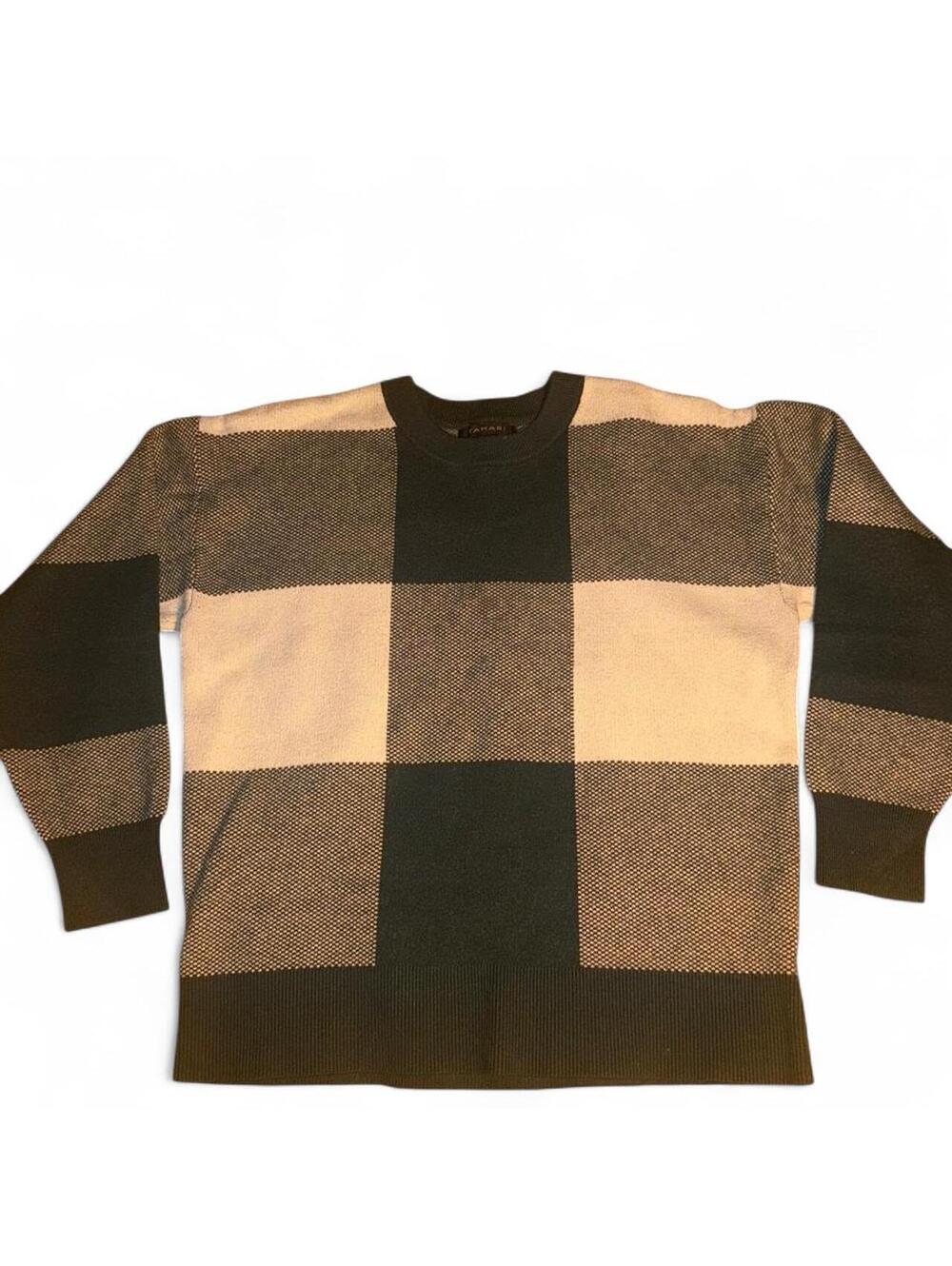 Green & Cream Plaid Sweater - Size M